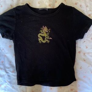 ☆ Black Dragon Print Brandy Melville Baby Tee